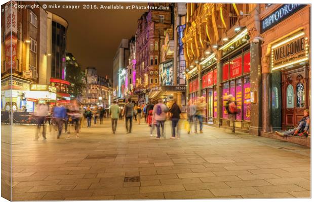 Leicester square night out Canvas Print by mike cooper
