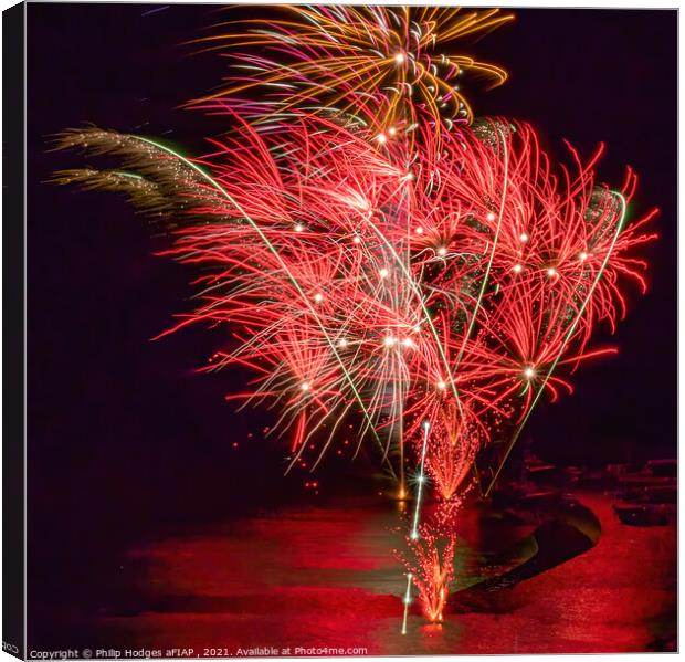 Lyme Regis Fireworks (2) Canvas Print by Philip Hodges aFIAP ,