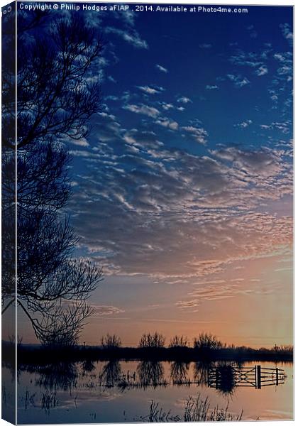 Sunset over Thorney Lakes  Canvas Print by Philip Hodges aFIAP ,