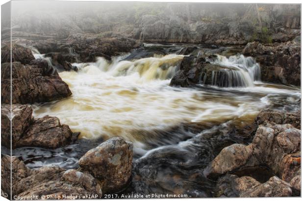 Mist over Tummel Falls Canvas Print by Philip Hodges aFIAP ,