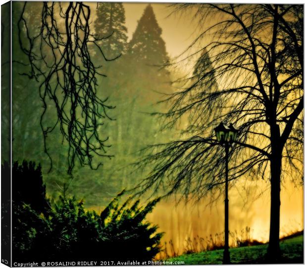 "MISTY EVENING LIGHT BY THE LAKE" Canvas Print by ROS RIDLEY
