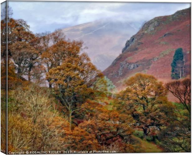 "Autumn trees and misty mountains" Canvas Print by ROS RIDLEY
