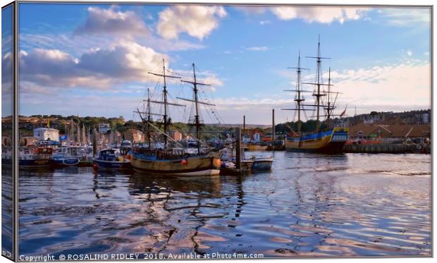"Evening light on Whitby Endeavour" Canvas Print by ROS RIDLEY