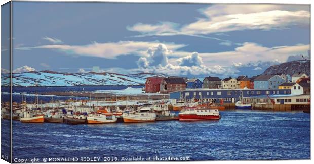 "Colourful Houses and Boats of Vardo" Canvas Print by ROS RIDLEY