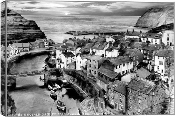 "Staithes monochrome" Canvas Print by ROS RIDLEY
