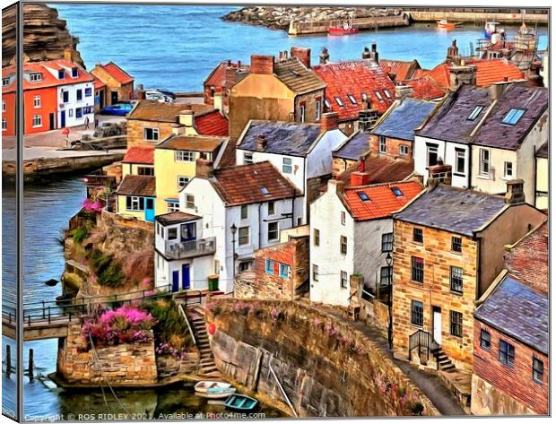 Brightening up Staithes Canvas Print by ROS RIDLEY