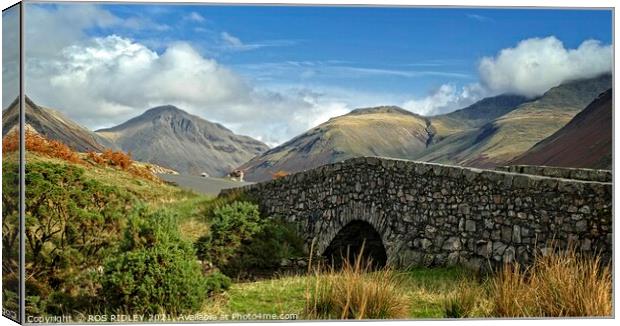 Stone bridge and mountains at Wastwater Canvas Print by ROS RIDLEY