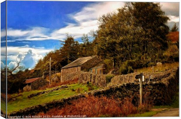 Wasdale Farmhouse in the Autumn Canvas Print by ROS RIDLEY
