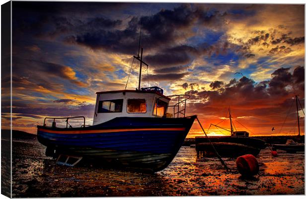  Rhos on Sea Boats Sunrise Canvas Print by Mal Bray