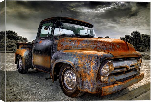  Rusty Truck Ford f-100 Canvas Print by Mal Bray