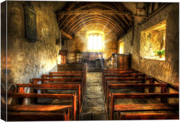  Sunlit Ancient Chapel Interior Canvas Print by Mal Bray