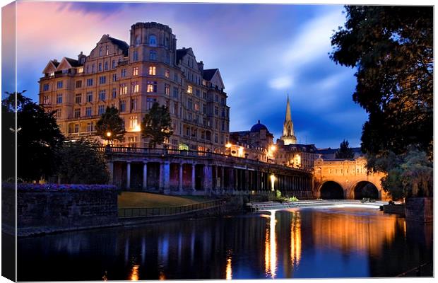 Bath, Somerset and the River Avon at Dusk Canvas Print by Mal Bray