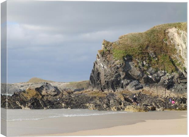 Erosion and Deposition at Newquay Canvas Print by John Bridge