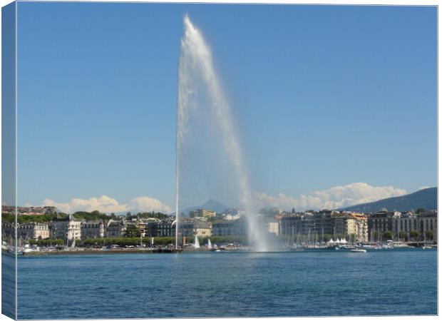 Jet d'Eau   Lake Geneva Canvas Print by John Bridge