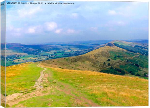 Great ridge in Peak District of Mam Tor Canvas Print by Andrew Heaps