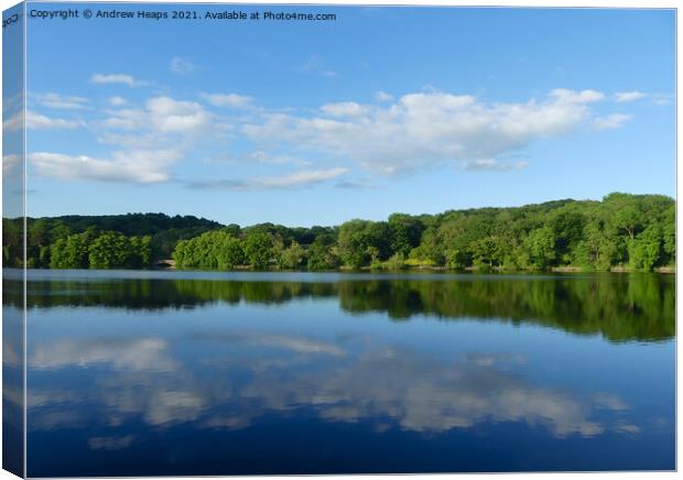 Knypersley reservoir reflections Canvas Print by Andrew Heaps