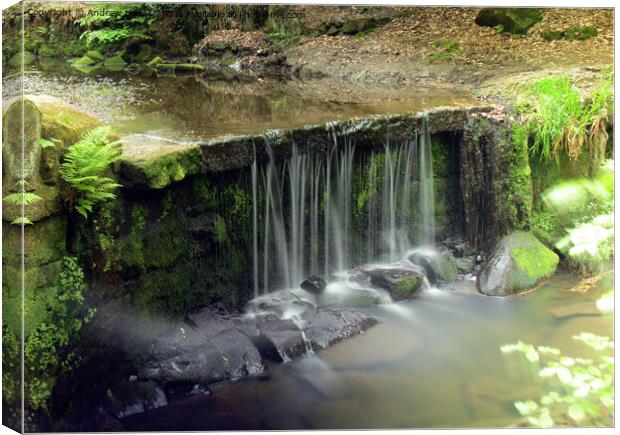 Dreamy waterfall at Knypersley pool. Canvas Print by Andrew Heaps