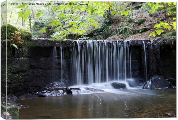 Dreamy waterfall local in Staffordshire. Canvas Print by Andrew Heaps