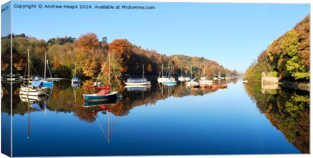 Rudyard lake reservoir reflections on autumnal/winters day. Canvas Print by Andrew Heaps