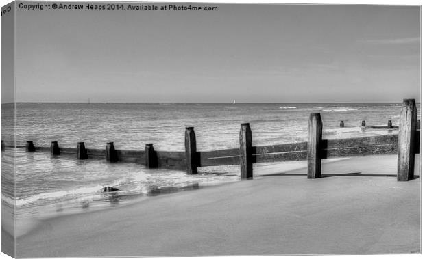Barmouth Traditional sea wave breaker on beach. Canvas Print by Andrew Heaps