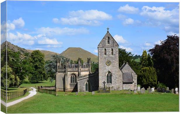  Ilam Church In Derbyshire serene Beauty of Ilam C Canvas Print by Andrew Heaps