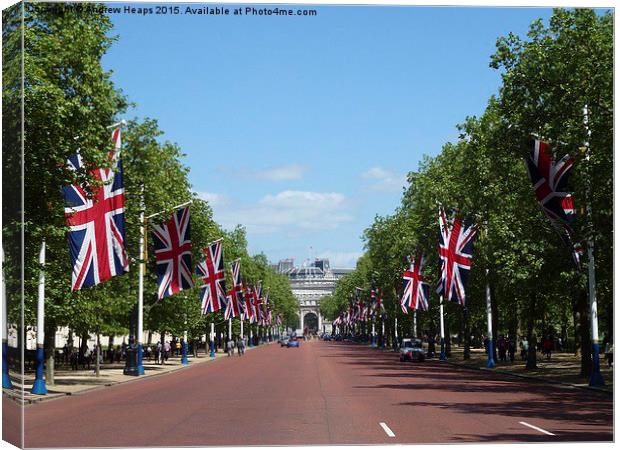  The London Mall Union Jack Flags Canvas Print by Andrew Heaps