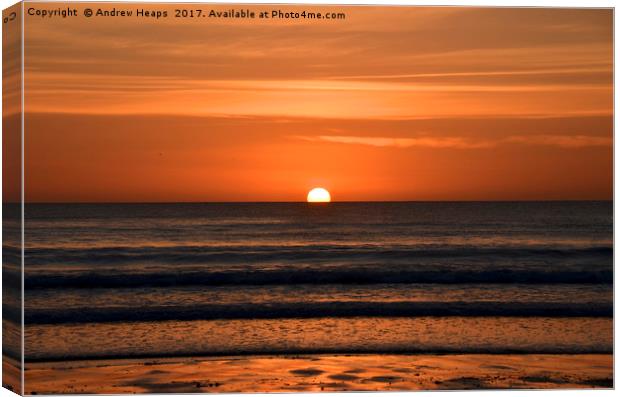 Bright early morning sunrise o Embleton beach. Canvas Print by Andrew Heaps