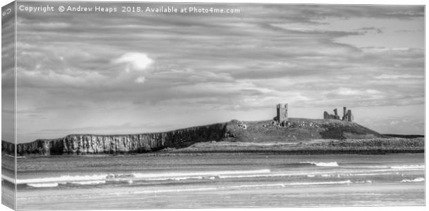 Dunstanburgh Castle from the beach. Canvas Print by Andrew Heaps