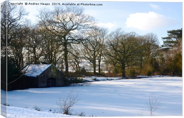 Winter Wonderland by the Lake Canvas Print by Andrew Heaps