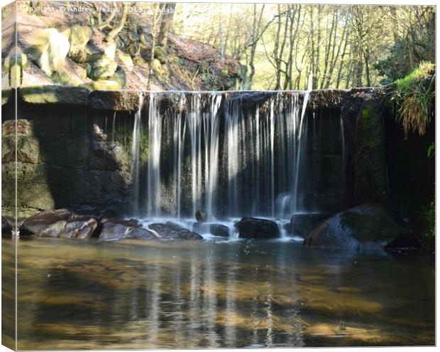 Waterfall at Knypersley in Staffordshire. Canvas Print by Andrew Heaps