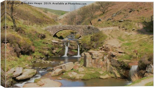 Three Shires Head Majestic Waterfall Amid Pictures Canvas Print by Andrew Heaps