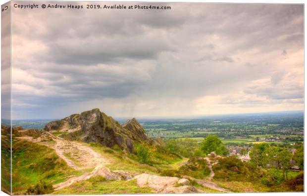 Cheshire view from Mow cop castle hill side Canvas Print by Andrew Heaps