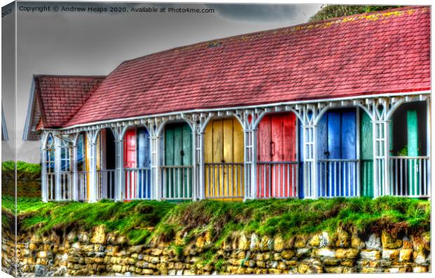 Scarborough HDR Row of colourful beach huts  Canvas Print by Andrew Heaps