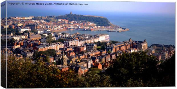 Scarborough seaside town  viewed from  Olivers mou Canvas Print by Andrew Heaps