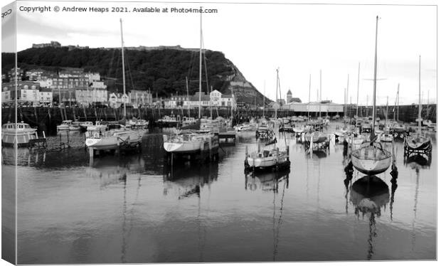 Boats in the Peaceful Scarborough Harbour Canvas Print by Andrew Heaps