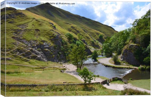Dovedale stepping stones  Canvas Print by Andrew Heaps