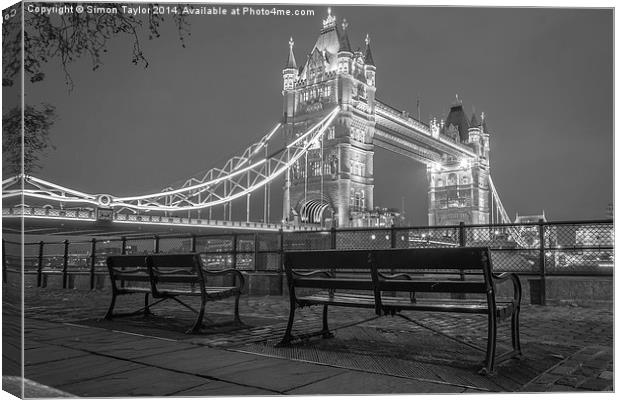 The bench or two with a view Canvas Print by Simon Taylor