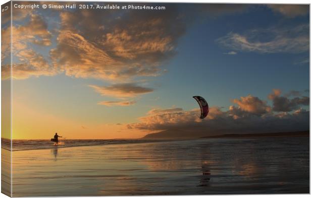 Kitesurfer Walney Island Canvas Print by Simon Hall