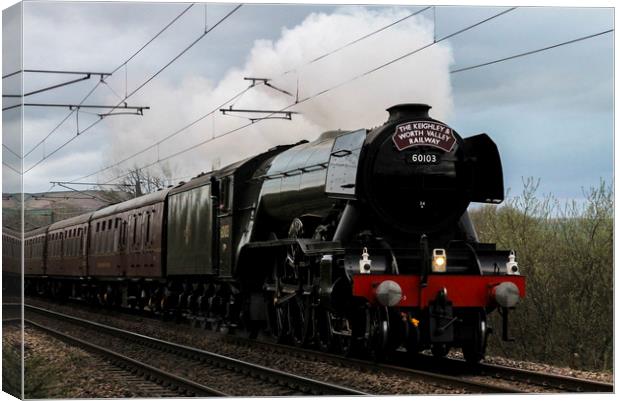 The Flying Scotsman approaching Steeton Station in Canvas Print by Philip Catleugh