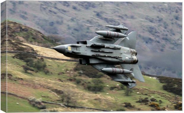 RAF Tornado GR4 blasts through the Mach Loop in Wa Canvas Print by Philip Catleugh