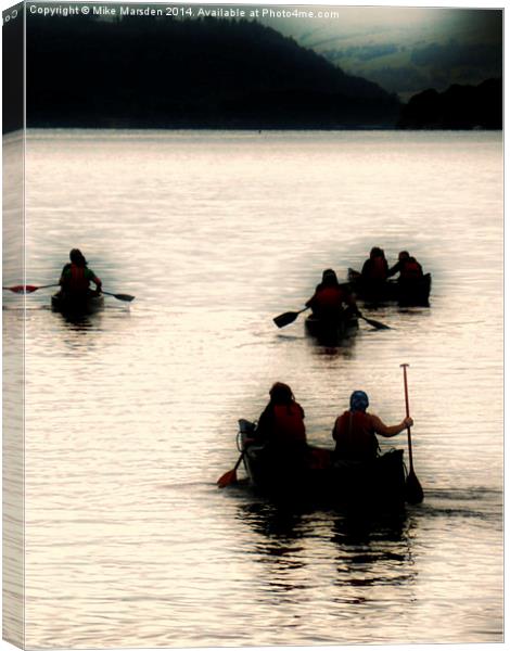  Canoeists on Lake Windermere Canvas Print by Mike Marsden