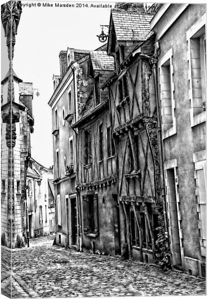 A Narrow Cobbled Street in Angers France Canvas Print by Mike Marsden