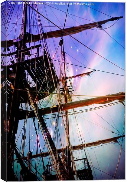 Tall Ship Rigging Set Against A Colourful Sky  Canvas Print by Mike Marsden