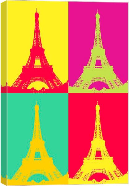 Eiffel Tower Andy Warhol Style  Canvas Print by Mike Marsden