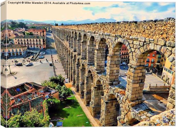 Roman Aqueduct Segovia Spain Canvas Print by Mike Marsden