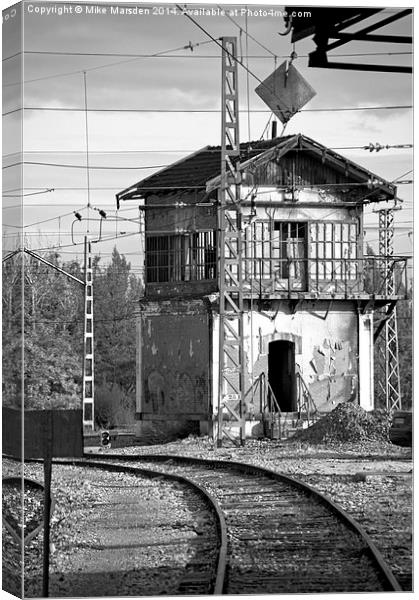The Signal Box - Black & White  Canvas Print by Mike Marsden