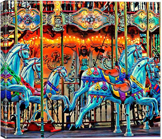 Carousel Horses Canvas Print by Mike Marsden