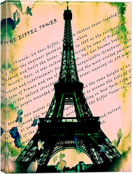 Eiffel Tower Graphic Canvas Print by Mike Marsden