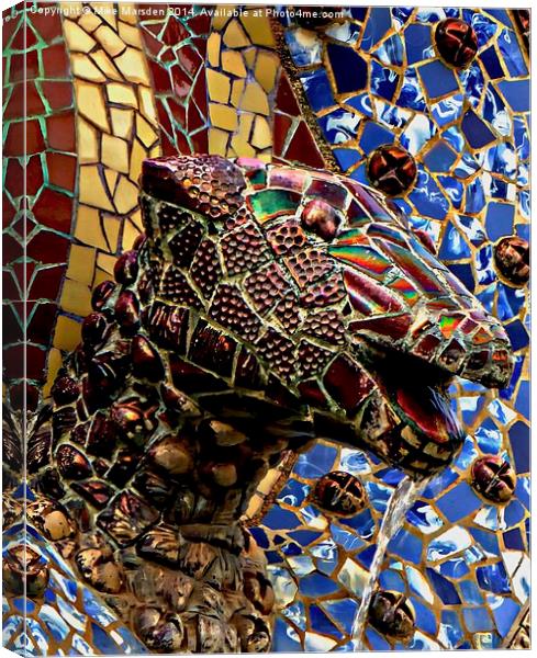 Gaudi Mosaic - Snake Head Canvas Print by Mike Marsden