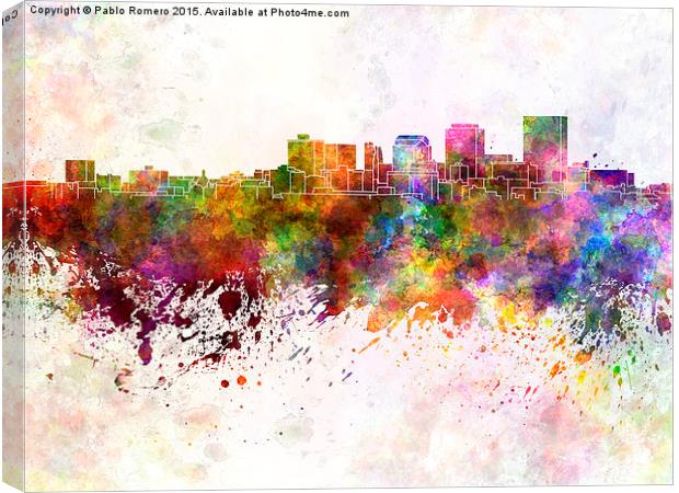 Dayton skyline in watercolor background Canvas Print by Pablo Romero
